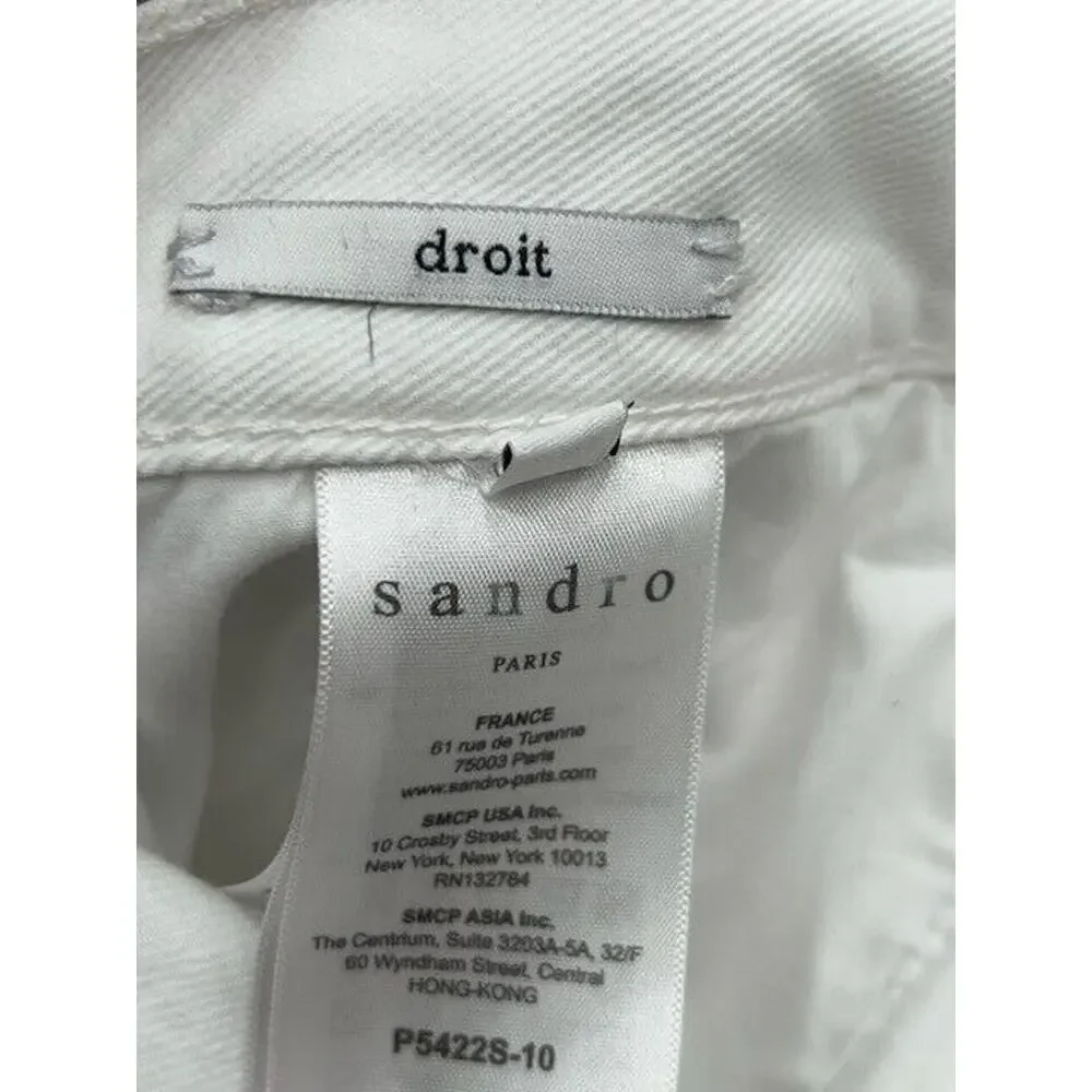 Sandro Paris Womens Droit Jeans Slim Straight Leg Button Fly Denim White Size 32